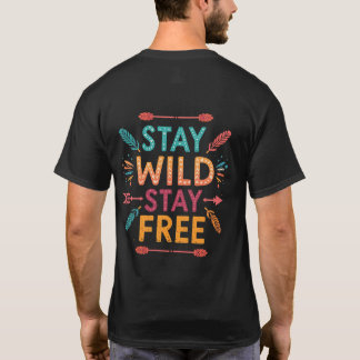 Håll dig vild, håll dig fri” – färgrik boho-typogr t shirt