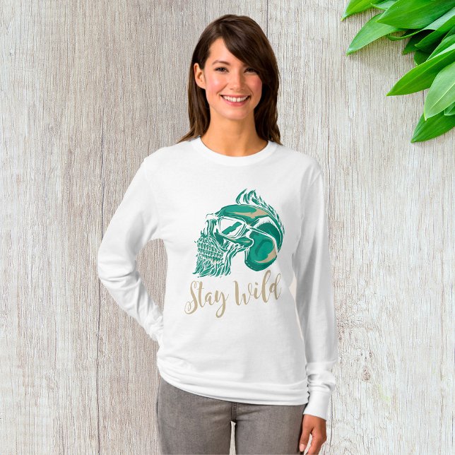 Håll dig vild modern skäggig dödskalle t shirt (Skapare uppladdad)