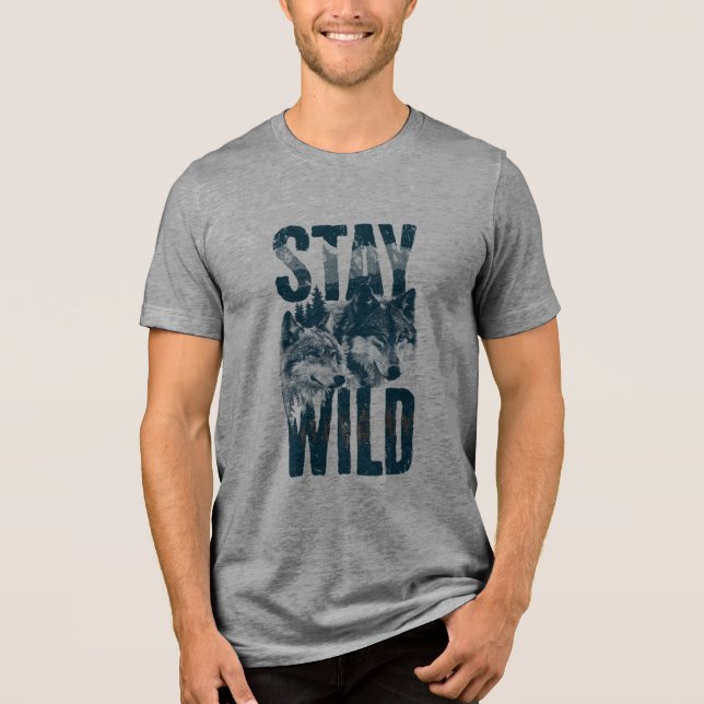 Håll dig vild Naturscen för vargar T-shirt (Framsida)