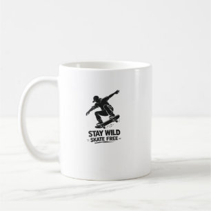 Håll dig vild Skate gratis Skater Silhuett Design Kaffemugg