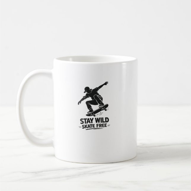Håll dig vild Skate gratis Skater Silhuett Design Kaffemugg (Vänster)