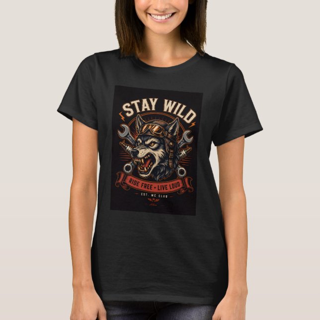 Håll dig vild Wolf Mechanic T-Shirt (Framsida)