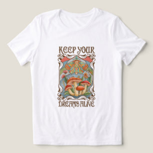 Håll dina drömmar vid liv Retro Boho Svamp & Moth T Shirt