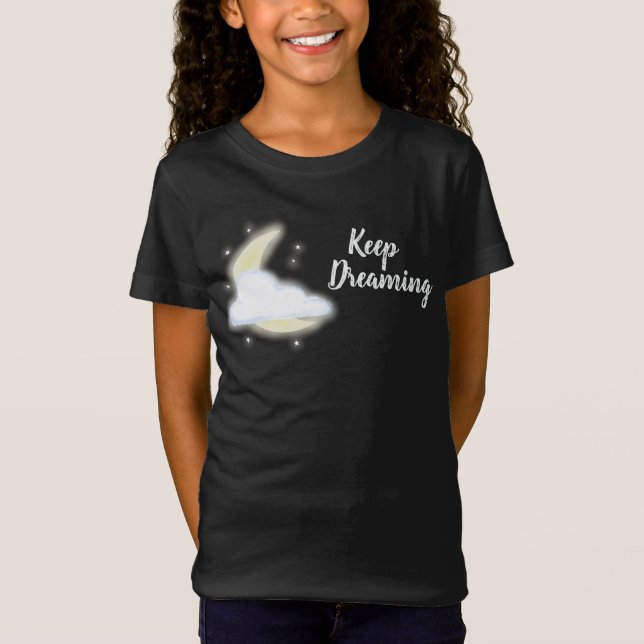 Håll Drömmar Måne Stjärnor Moln Inspirerande T Shirt (Framsida)