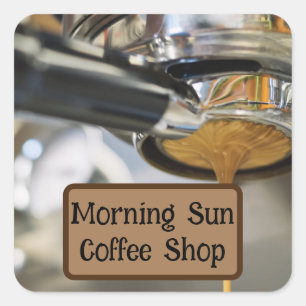 Häll Espresso från Coffee Maskin Business Namn Fyrkantigt Klistermärke