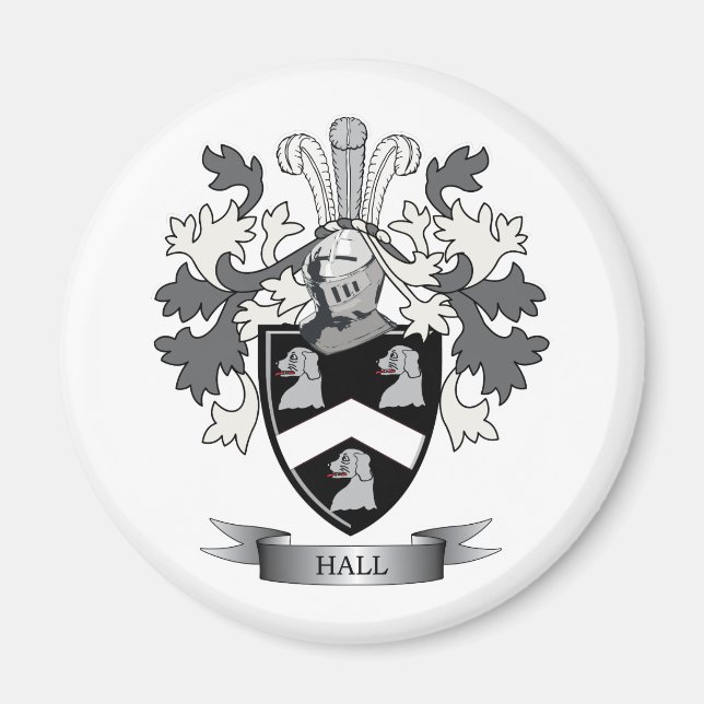 Hall Family Crest Jackar om Arm Magnet (Framsidan)