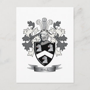Hall Family Crest Jackar om Arm Vykort