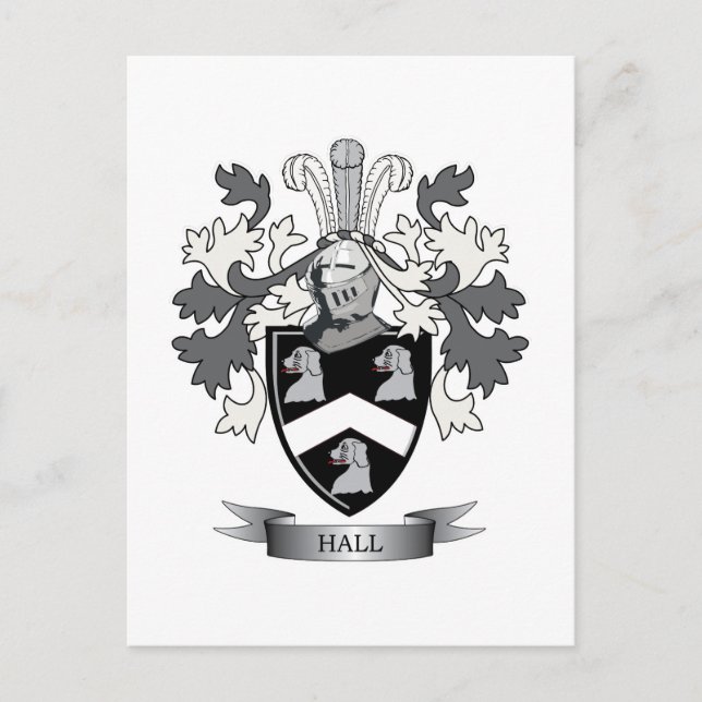 Hall Family Crest Jackar om Arm Vykort (Framsida)