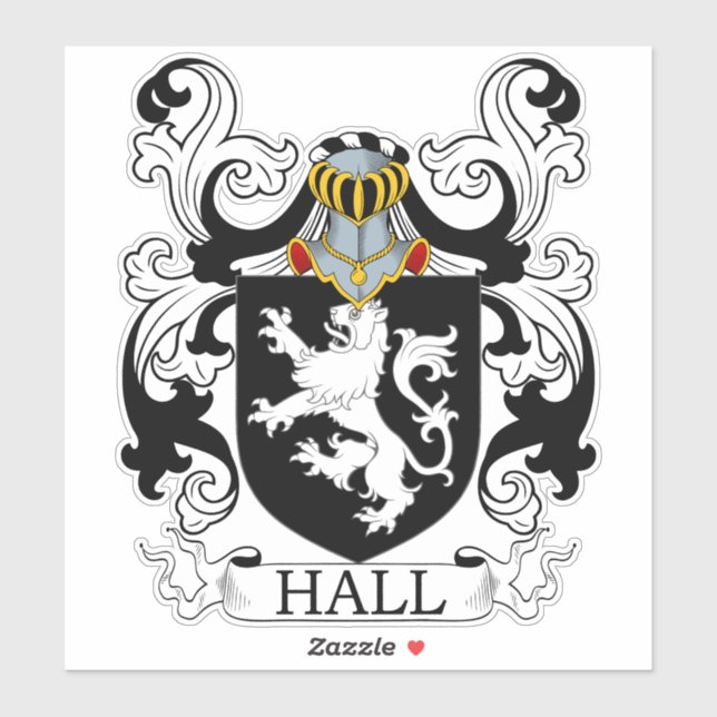 Hall Family Crest Klistermärken (Ark)