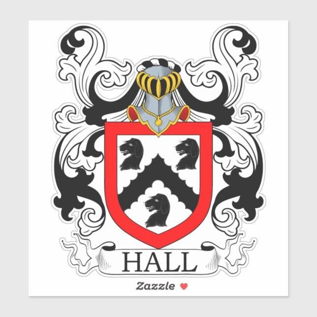 Hall Family Crest Klistermärken (Ark)
