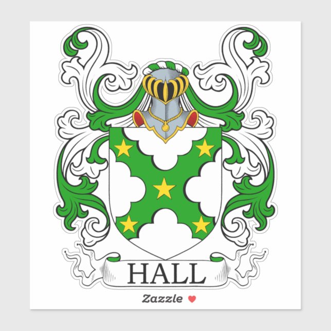 Hall Family Crest Klistermärken (Ark)