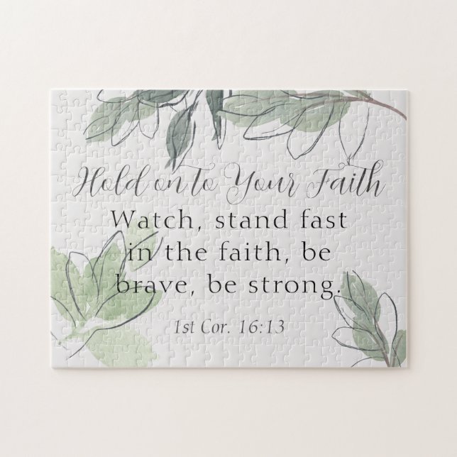 Håll fast vid din Faith Quote och Bible Verse Pussel (Horisontell)