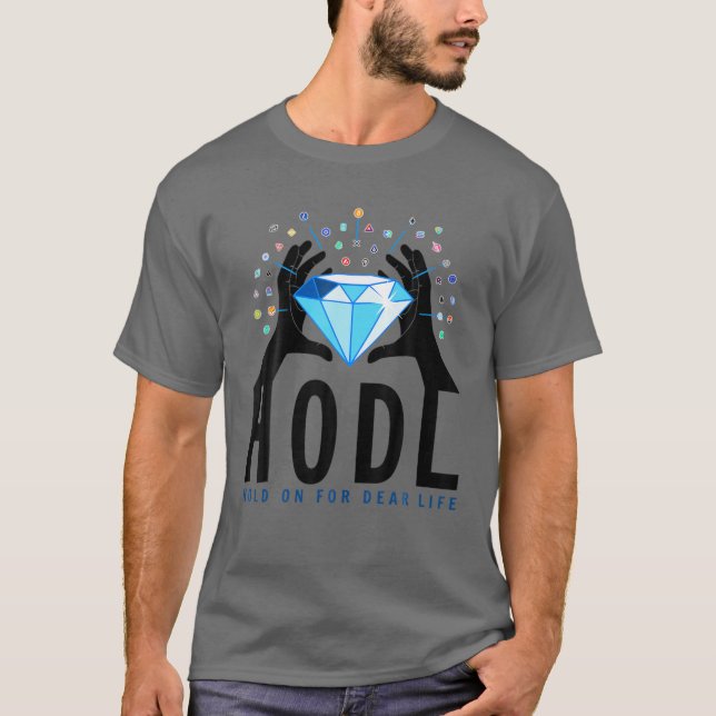 Håll fast vid ditt krypto med Diamond Händer! HODL T Shirt (Framsida)