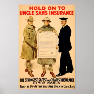 Håll fast vid farbror Sam försäkring! US Governmen Poster