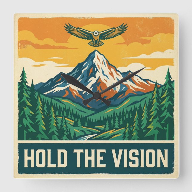 Håll Fast Vid Visionen Fyrkantig Klocka (Framsida)