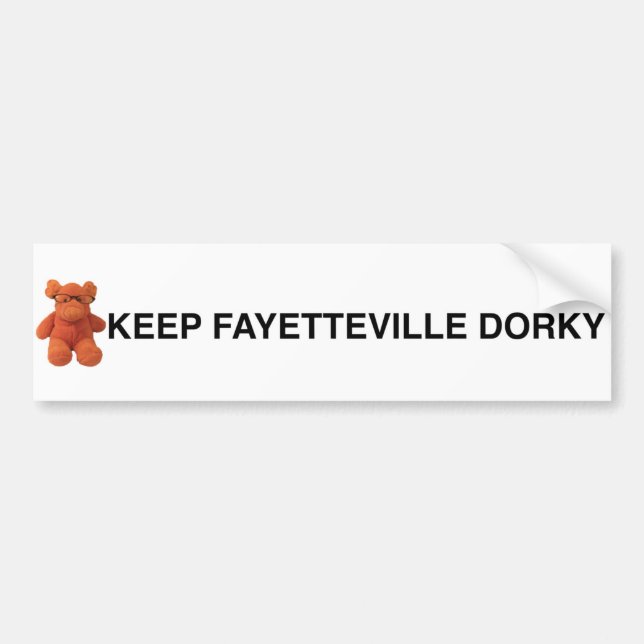 Håll Fayetteville den Dorky bildekalet Bildekal (Framsidan)