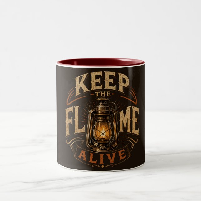 Håll Flamman Levande Vintage Lykta Mugg (Center)