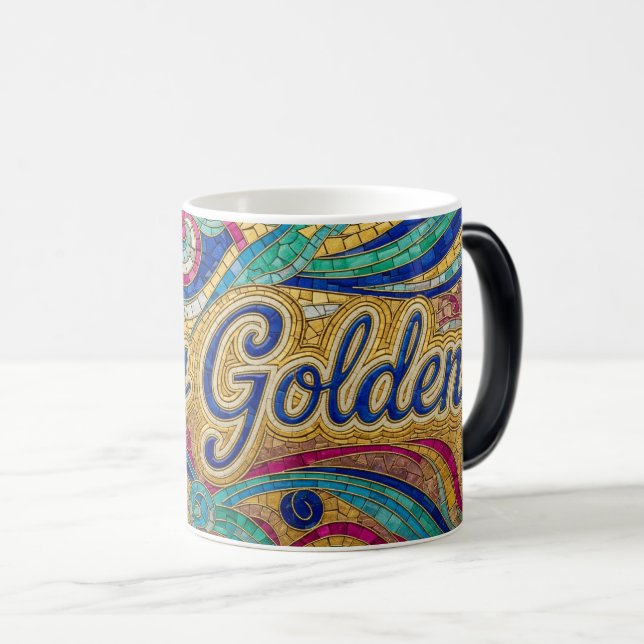 Håll Guld mosaik färgförändrande keramikmugg Magisk Mugg (Framsida höger)