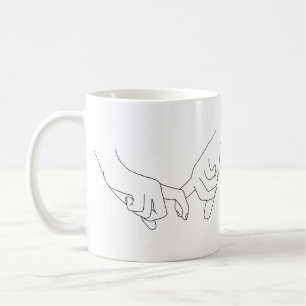 Håll Händer i det enkla Trendiget Minimal linjebil Kaffemugg