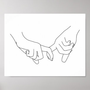 Håll Händer i det enkla Trendiget Minimal linjebil Poster