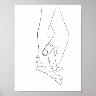 Håll Händer i det enkla Trendiget Minimal linjebil Poster