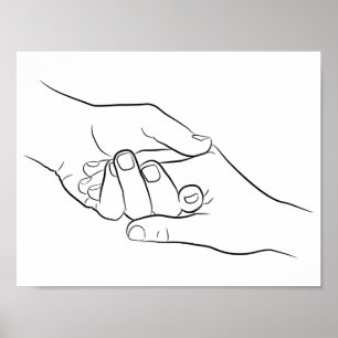 Håll Händer i minimal konsthjälp, enkel modern Poster