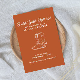 Håll Hästarna Funny Western-tema Bröllop Spara Datumet