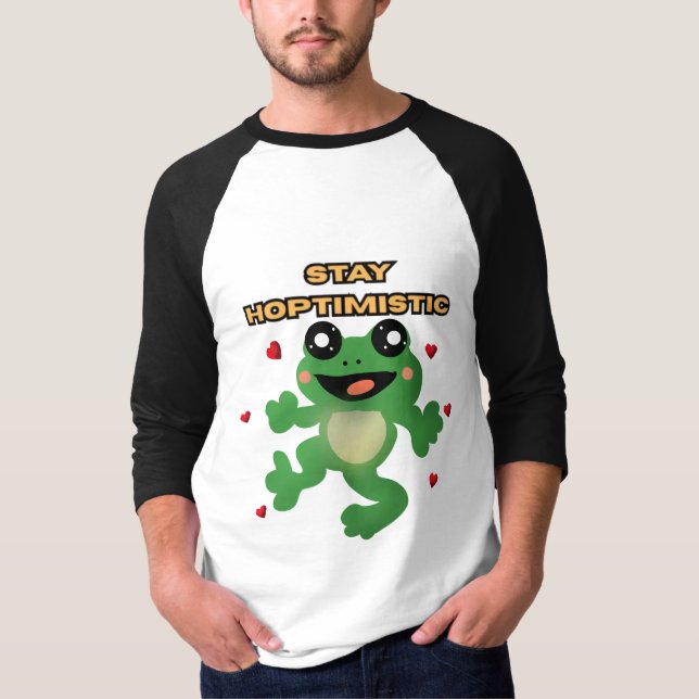 Håll Hoptimistisk Söt Groda Pun Rolig Groda Älskar T Shirt (Framsida)