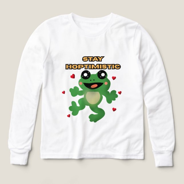 Håll Hoptimistisk Söt Groda Pun Rolig Groda Älskar T Shirt (Design framsida)