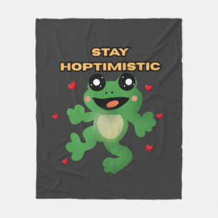 Håll Hoptimistisk Söt Groda Puns Rolig Groda Älska Fleecefilt
