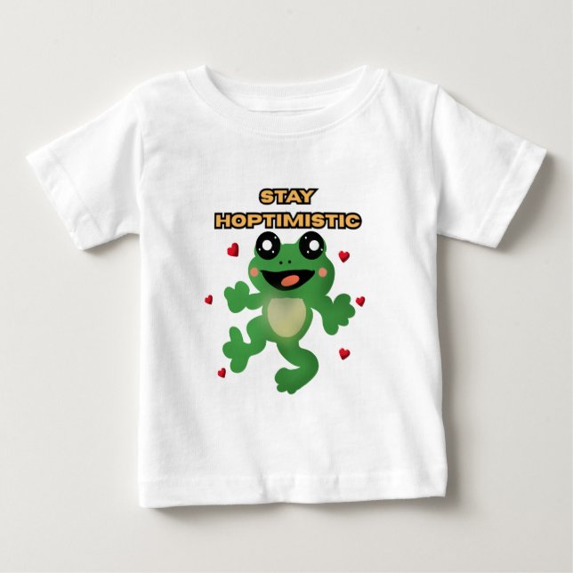Håll Hoptimistisk Söt Groda Puns Rolig Groda Älska T Shirt (Framsida)