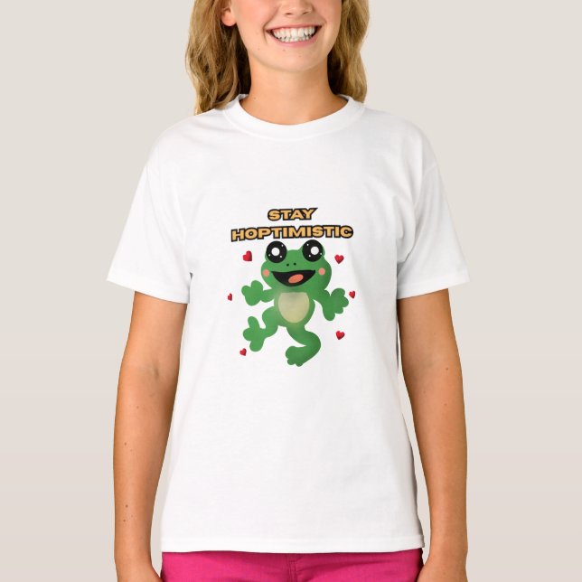 Håll Hoptimistisk Söt Groda Puns Rolig Groda Älska T Shirt (Framsida)