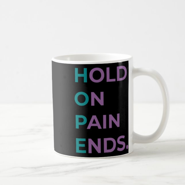 Håll i smärtan och slut på hoppet om suicide Aware Kaffemugg (Höger)