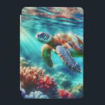 Håll i Touch | Sea Turtle Swimming iPad Mini Skydd<br><div class="desc">Tvättsköldpadda,  tematerad tablett fodral. En illustration av en havssköldpadda som simmar i havet.</div>