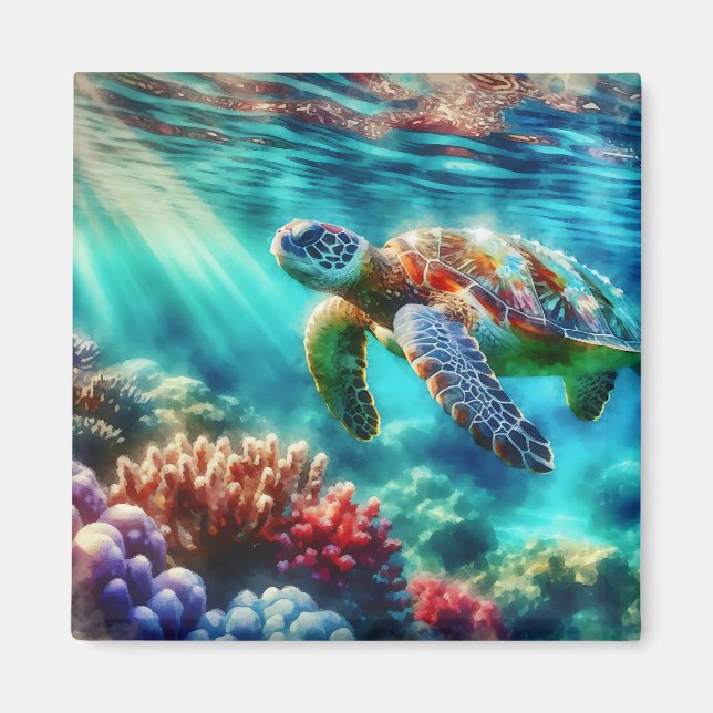 Håll i Touch | Sea Turtle Swimming Magnet (Framsidan)