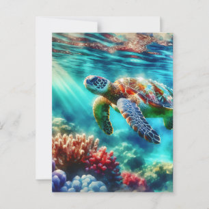 Håll i Touch   Sea Turtle Swimming Vykort
