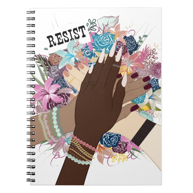 Håll ihop - Blommigt feministisk aktivism konst Anteckningsbok (Framsidan)