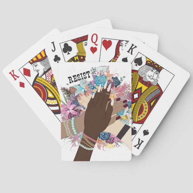 Håll ihop - Blommigt feministisk aktivism konst Casinokort (Baksidan)
