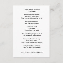 "Håll in där" Dikt Tilläggskort