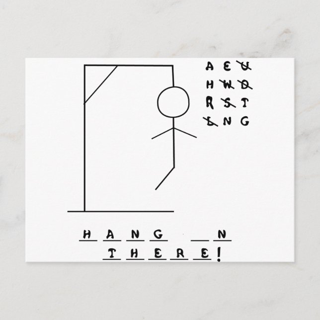 "Håll in där!" Hangman Game Vykort (Framsida)