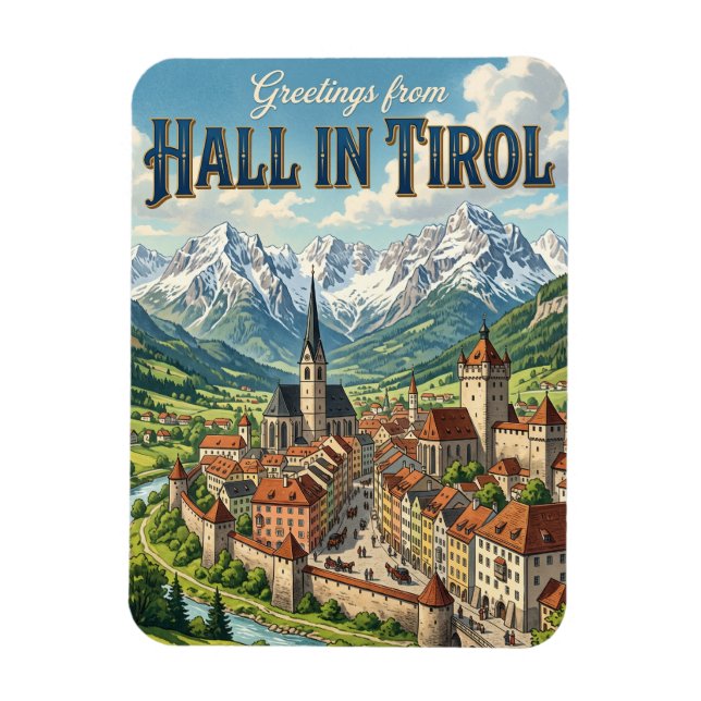 Hall in Tirol Österrike Magnet (Vertikal)