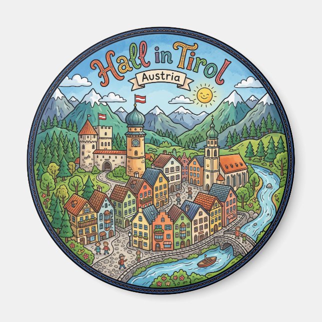 Hall in Tirol Österrike Magnet (Framsidan)