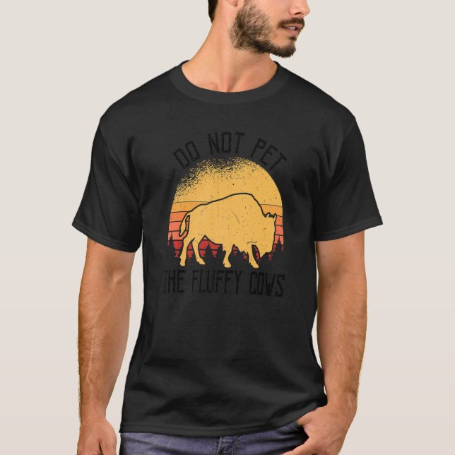 Häll inte fluffy Cows Bison Yellowstone Buffa T Shirt (Framsida)
