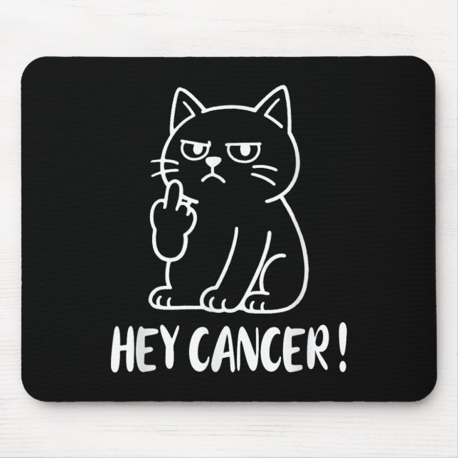 Håll käft cancer F U Rollig Meme Katt Mellanfinger Musmatta (Framsidan)