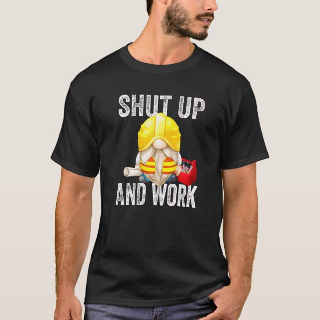 Håll käft och arbeta För manar Builder Pappa Sarka T Shirt (Framsida)
