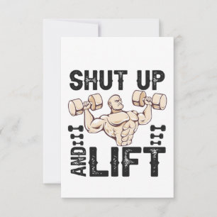 Håll käft och Hiss Funny Fitness Bodybuilding Gift Tack Kort
