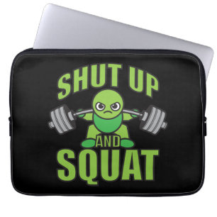 Håll käft och Squat Kawaii Anime Powerlifter Teckn Laptop Sleeve
