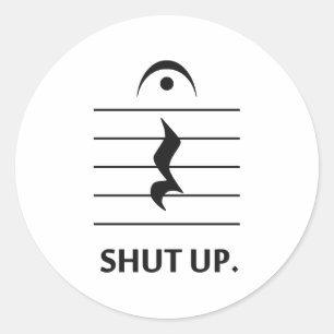 Håll käften av Music Notation Runt Klistermärke