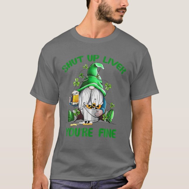 Håll käften Du är Bra Gnome Shamrock Drinking T Shirt (Framsida)
