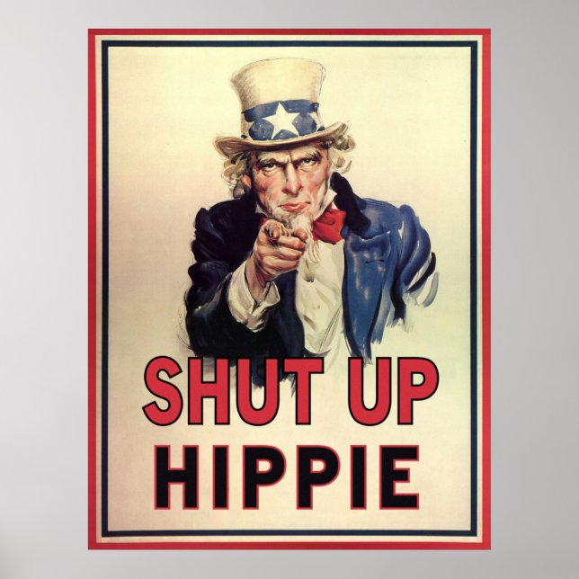 Håll käften Hippie Poster (Framsidan)